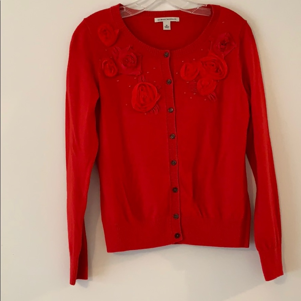 Banana Republic Red Cardigan-Medium